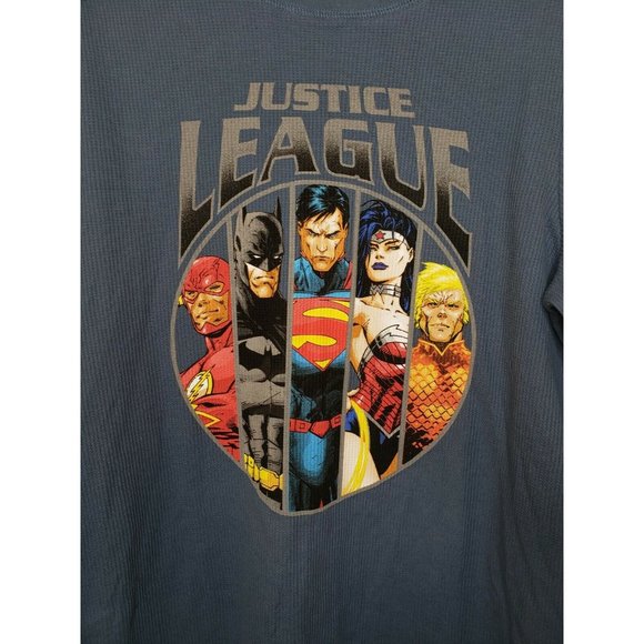 Justice League Men's Super Hero's Blue Long Sleeve Pullover Shirt Size M 38-40 - Picture 4 of 8